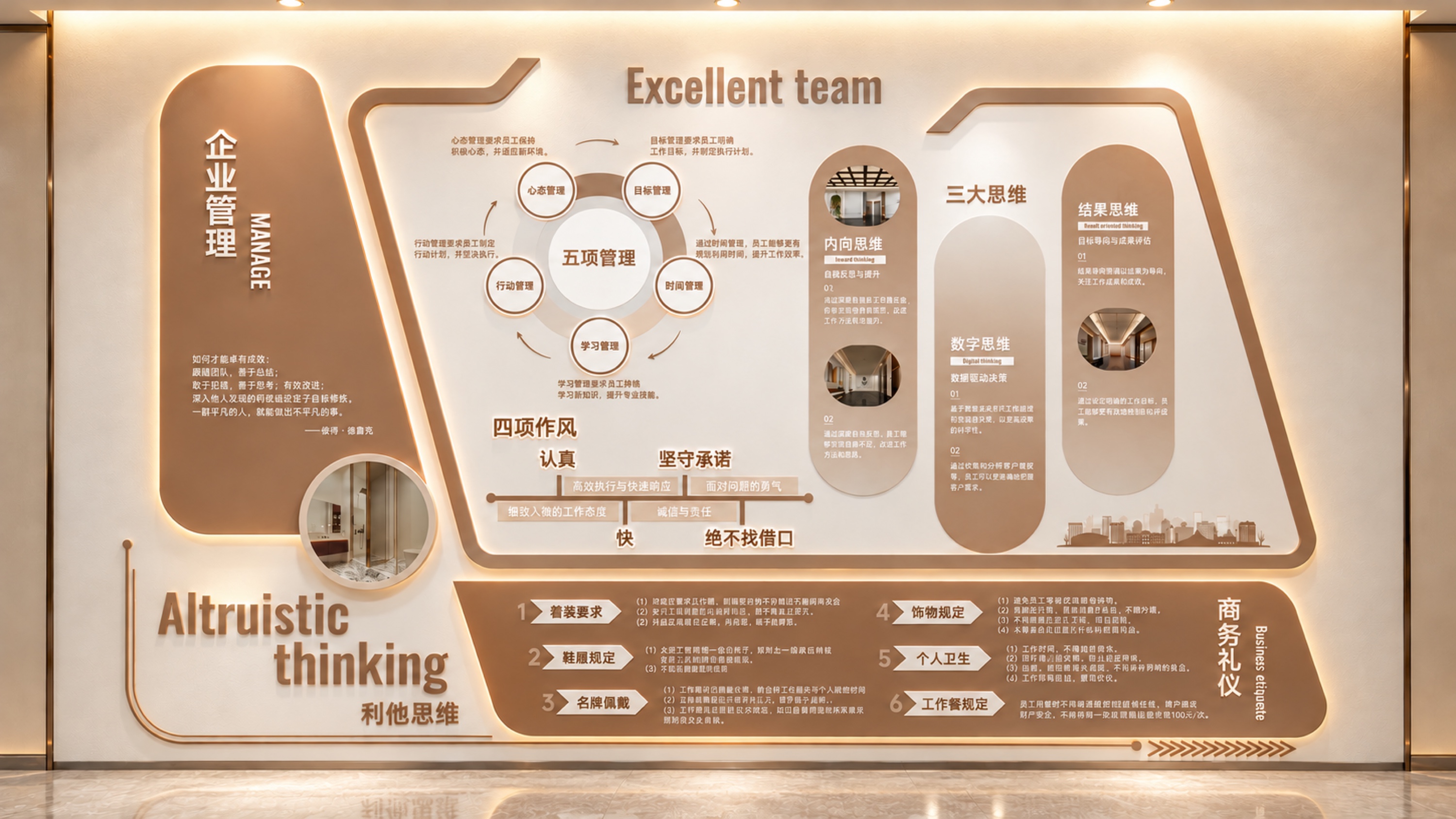 企业管理文化墙空间效果图