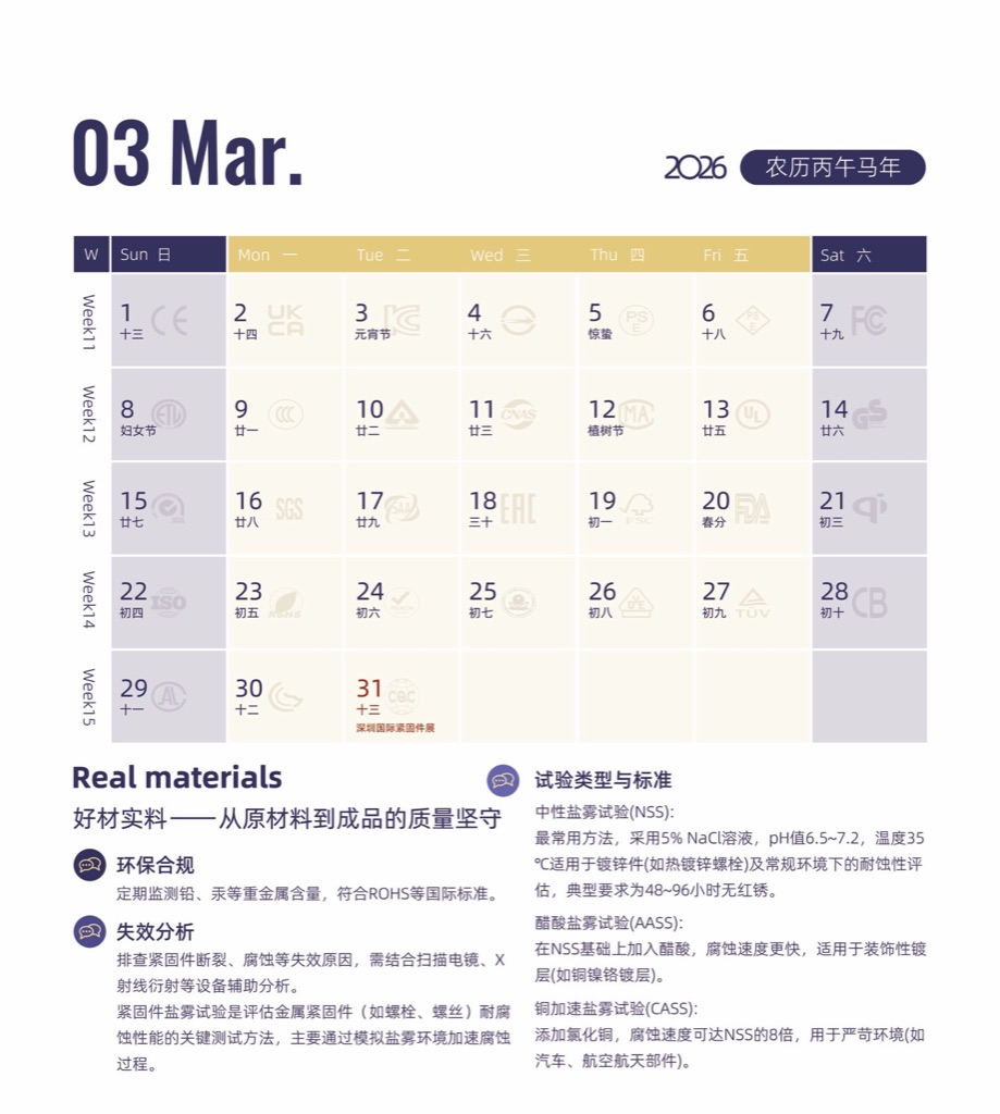 万千紧固件品牌日历第四张背板