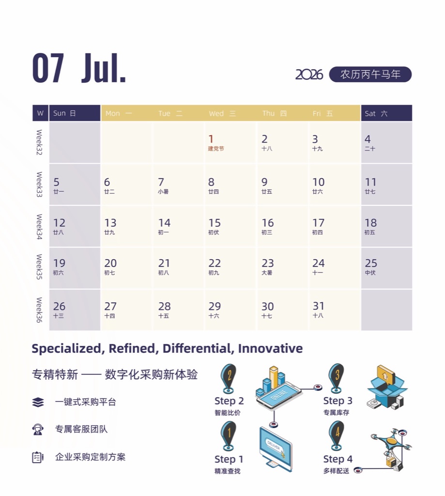 万千紧固件品牌日历第八张背板